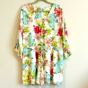 Umgee Plus Tropical Floral Ruffle Romper